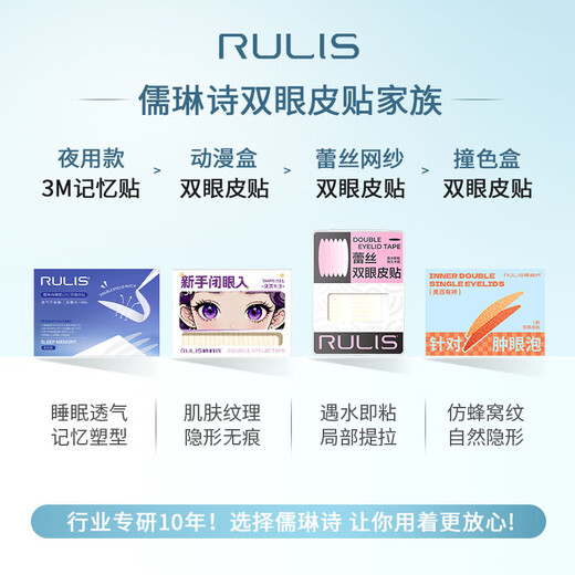 Rulinshi sleep-specific double eyelid patch for night use 3M memory shaping double eyelid patch invisible breathable unisex style M long and narrow type - suitable for small inner double eyelids - trial pack 80 patches