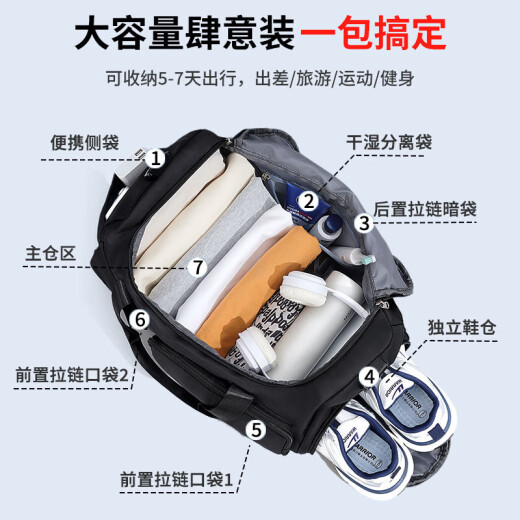 回力旅行包男士斜跨健身包女大容量出差手提行李包健身运动收纳行李袋
