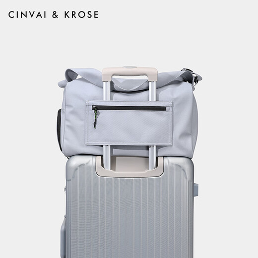 CINVAI&KROSE帆布包男休闲斜挎包2025新款大容量外出旅行包健身游泳包通勤男包 浅蓝【送男友老公实用】