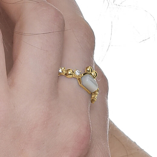 Yuansi 2025 mini red agate shell gold-plated silver ring high-end holiday gift red agate rose gold size 12