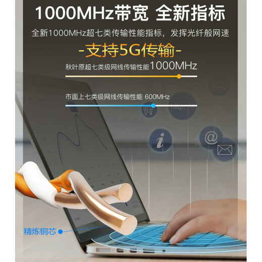秋叶原七类网线cat7A万兆双屏蔽电脑超7类八类电信级工程5G网络线 七类灰色qs6172A 305m