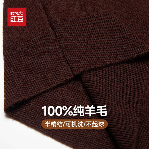 Hongdou semi-refined imitation machine washable 100% pure wool sweater men's autumn and winter V-neck sweater men's pullover bottoming sweater