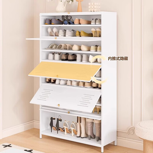 Moloo Steel Schuhschrank Haushalt Eingang Atmungsfreie staubfeste Schuhregal Boden großer Kapazität Flip Türstaderschrank Korridor Aufbewahrungsschrank grau 5 Tür 10. Stock 1695*900*350 mm