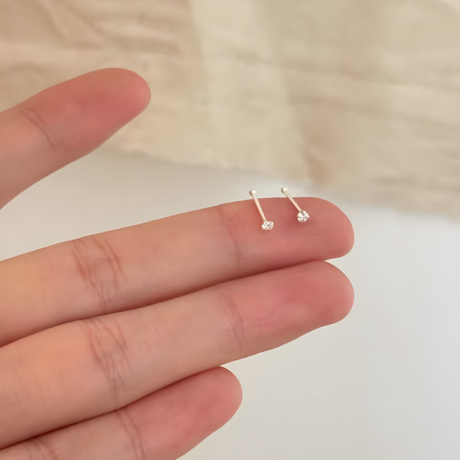 UOSU piercing earrings for sleeping, no need to take off, hypoallergenic 9999 pure silver earrings, simple and high-end, ear-blocking-free female silver earrings, pure silver ear piercing sticks, one pair 10mm