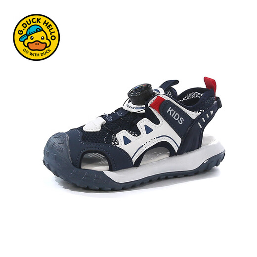 G.DUCK HELLO Little Yellow Duck Boy Baotou Sandals Summer 2025 New Children's Soft Sole Non-Slip Sports Beach Shoes Medium Big Children's Trend ZD-Blue 9922 (Bao Tou) 28 Size 17.5cm in size