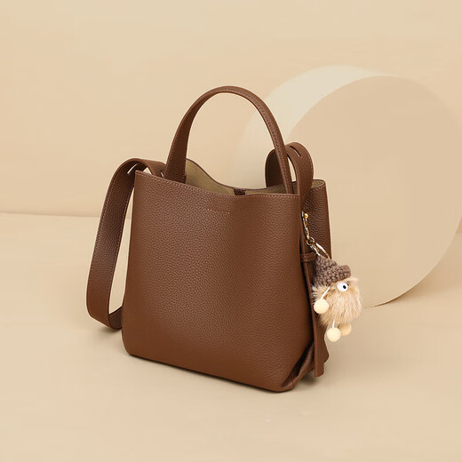 Montana West luxury high-end brand 2025 new crossbody women's bag large capacity high-end feel shoulder bag luggage bucket bag cold tea color