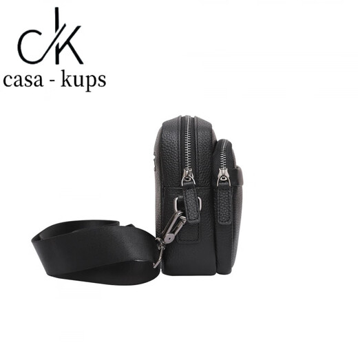 
casa-kupsCK men's genuine leather mobile phone bag high-end multi-layer Korean version backpack head layer cowhide business casual men's bag crossbody black 9905