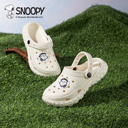 SNOOPY史努比童鞋儿童拖鞋夏季轻便男女童花园沙滩洞洞鞋4950米色38-39