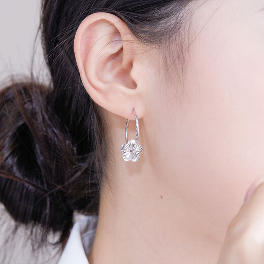 Meluxe platinum earrings for women, PT950 platinum flower earrings, birthday gift for girlfriend, wife, large version, about 3.43g