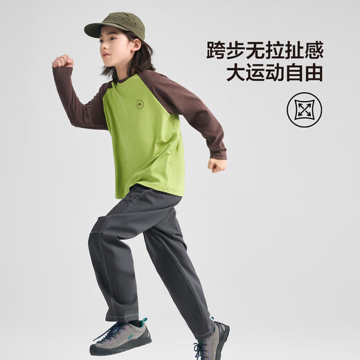 左西男童加绒裤子冬季运动裤2025新款儿童一体绒保暖长裤 深灰色 160