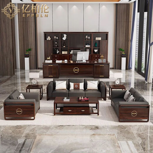 YIBOLUN new Chinese style solid wood boss desk executive desk leader desk ebony wood ebony boss desk office furniture 2.2m boss desk