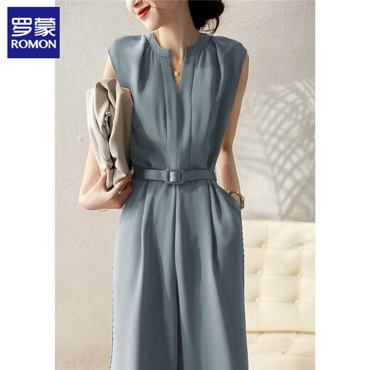 ROMON summer women's jumpsuits and versatile trendy casual pants loose and slimming new fashionable wide-leg pants sleeveless jumpsuits black jumpsuit S recommended 80-100 Jin [Jin equals 0.5 kg]