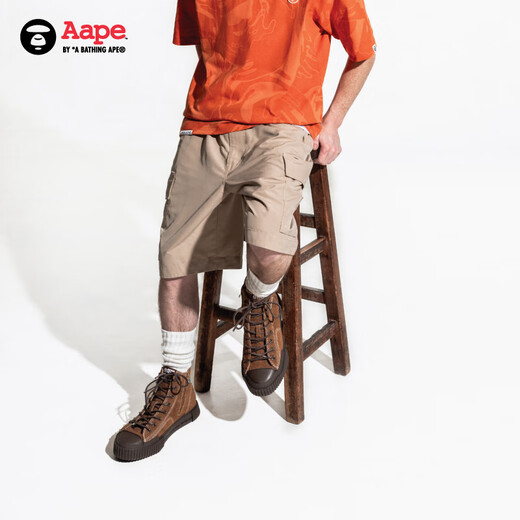 AAPE Flagship Store Herrenkleidung Frühlings- und Sommeraffen -Mann Badge lässige trendige Arbeitskleidershorts B672XXO GRH/Kurkuma l Eins Größe