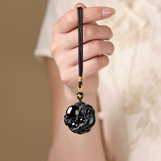 Ji Zhaotang natural genuine obsidian pendant, the answer to the request, Pixiu necklace, birthday gift for men and women, body pendant, the answer to the request, Obsidian Pixiu pendant