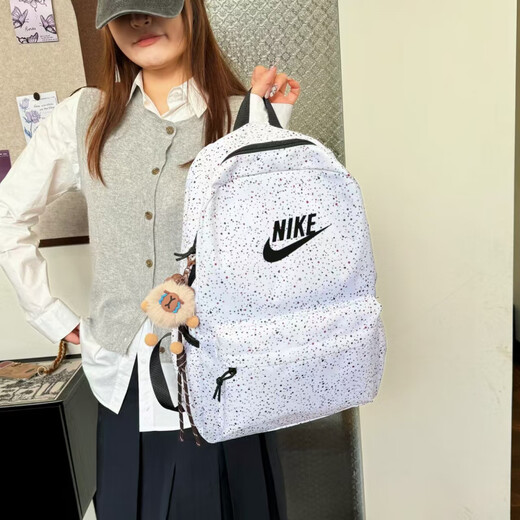 NBA CARES-NIKE书包新款背包六年级初中生潮流高颜值大容量百搭耐脏涂鸦双 耐克NIKE-5009nk满天星黑色 耐克NIKE-带毛绒铃铛挂件