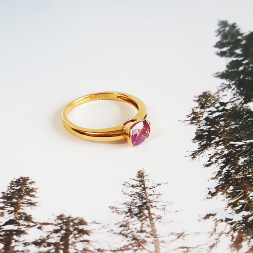 Second-hand 99 new, still polite 18k rose gold ring set with opal crystal spinel morganite tanzanite single ring for women one item one certificate gift to girlfriend and wife natural about 1.26 carat (velvet luster) spinel ring