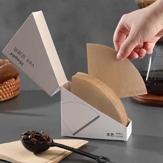 Mongdio coffee filter paper coffee filter paper hand brew v60 filter paper filter drip American coffee machine fan-shaped coffee paper 101 true color #conical filter paper 100 pieces bagged
