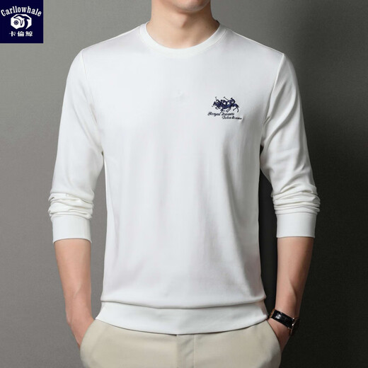 Karen Whale 320G reines Baumwoll-Sweatshirt Herren zehntausend Nadel bestickt mit langärmeligem T-Shirt runden Hals mittleren Alters und junger Mann 6628-Gelb Einer Größe 58