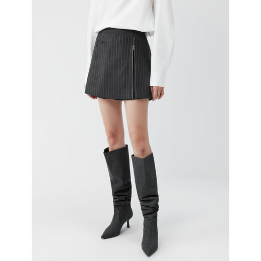 Elle Gray Modern Striped Casual Falda y pantalones para mujeres 2025 Autumn New Style Diseño para hacer un delgado pantalón de piernas ancho de patas anchas XL XL