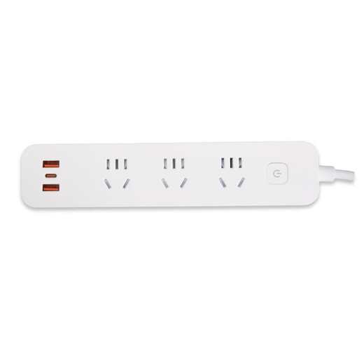 Power strip with three positions and five holes, with USB fast charging, with master control and light, white with three positions and five holes, with 3 USB