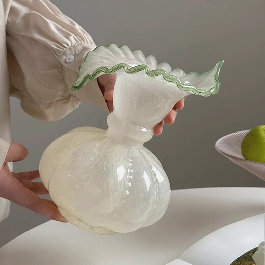 Wooden green pumpkin glass art French light luxury style retro high-end water culture decoration birthday gift