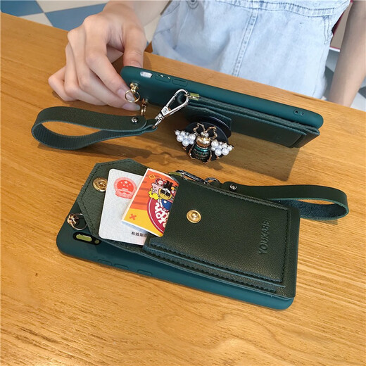 华强北优选蜜蜂零钱包苹果16手机壳12斜挎iphone15promax支架14硅胶8plus带 绿蜜蜂支架卡包斜挎 其他手机型号