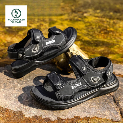 Sandales de pic pour hommes à l'été 2025 Nouvelles chaussures de sport pour hommes conduisant des chaussures décontractées pour les chaussures pour hommes chaussures de plage 3888 Black [sandales deux usures, élastique et pliable] 40