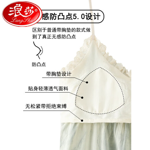Langsha Suspender Nightgown avec pain de poitrine Summer Summer Coton pur coton pyjamas pure et sexy fille robe décontractée QM6623 M Single Taille