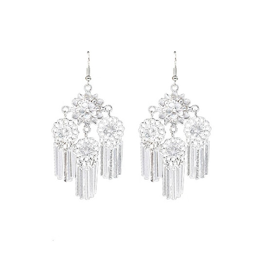 Quamer Old Phoenix Gold Store Neue Retro Miao Silber Ethnischer Stil Ohrring Personalisierte Boho -Blumenohrringe E3291 m