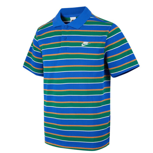 
Nike short-sleeved men's clothing, new summer outdoor fitness sportswear, POLO shirt, striped versatile lapel casual T-shirt, FN3897-480/full cotton/embroidery logo M