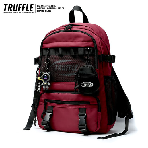 TRUFFLE2023 new trendy brand casual college student backpack for men junior high school school bag travel computer backpack GBKT-red
