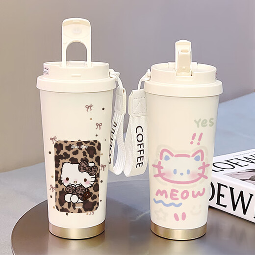 Thermosexual katie chat mignon tasse de café tasse thermique thermique grande capacité 316 en acier inoxydable en céramique tasse de nouveaument de ligne de ligne en acier inoxydable pour femmes