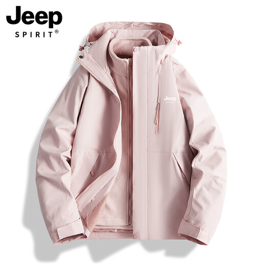 JEEP SPIRIT吉普2025新款女冲锋衣三合一防风加绒加厚小个子春秋外套 女款-木槿紫-雾光紫【三合一可拆 M