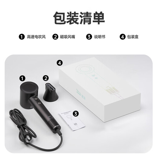 BOWEI high-speed hair dryer B15 household strong wind quick-drying negative ion does not hurt hair constant temperature low noise portable leafless hair dryer Valentine's Day birthday gift star hotel same style B15 space gray star hotel same style