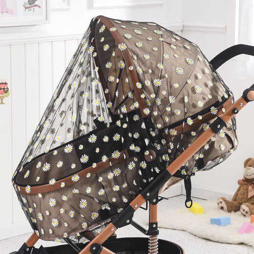 Zi Jiafu Stroller Mosquito Net Full Cover Printed Stroller Mosquito Net Increased Encryption Baby Umbrella Stroller Anti-mosquito Net Mosquito Net Cover Universal White Chrysanthemum Stroller Mosquito Net