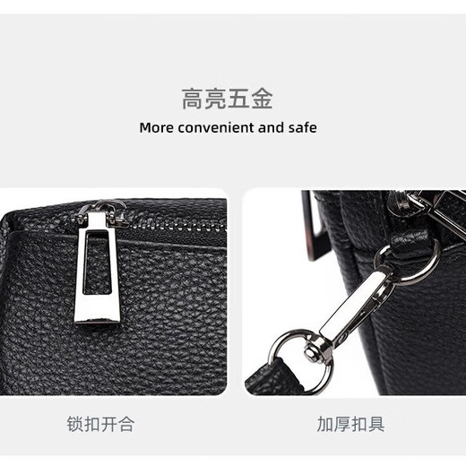 First layer cowhide women's bag 2025 new style genuine leather casual portable clutch bag large capacity simple grocery shopping bag handbag black cowhide 2501