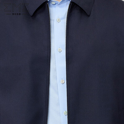 EMZ Ordos Wool 25 Autumn New Silk Premium Light Luxury Business Commuting Lapel Jacket Men's Jacket Navy XL 180/100A