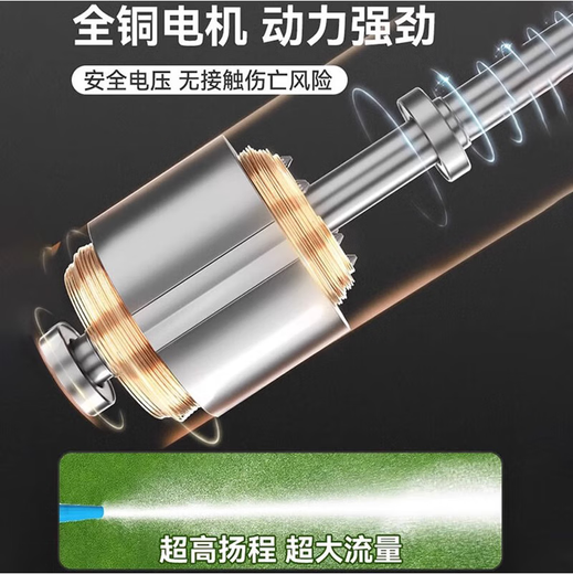 孚通直流深井泵1寸2寸高扬程24v48v60v72v通用电动车潜水泵电瓶抽水泵 2500W【4872v】14米线10米帆布管