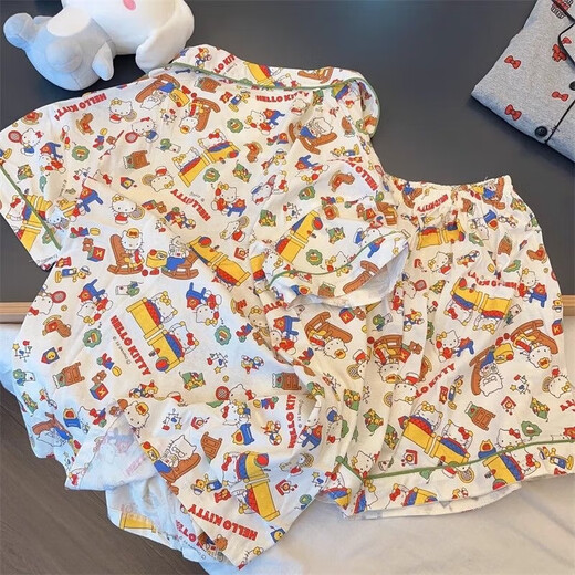 
Korean version of ugly fish Hanton pajamas for women in summer thin home clothes, short sleeves, shorts, trousers, cartoon cute three-piece suit set WZL1484 [no eye mask] L [recommended 100-120 Jin [Jin equals 0.5 kg]]