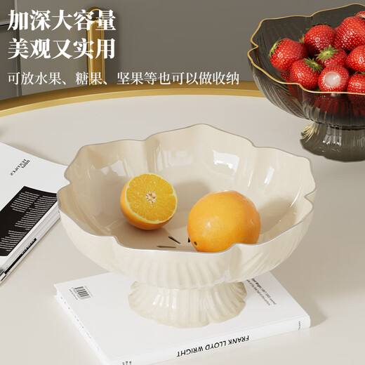 Set of engraved light luxury fruit tray, living room home coffee table and fruit tray, high-end 2025 new exquisite drained candy tray, fruit basket Dianwei elegant gray can hold 8~12 apples 1 set