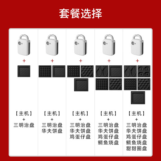 FRUNUTS Sandwich Breakfast Machine Multifunctional Household Small Light Food Toaster Toaster Waffle Toaster Upgraded Switch White (Sandwich Plate + Waffle Plate)
