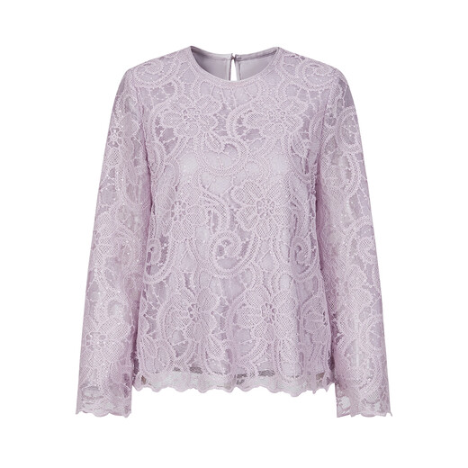 JUZUI French elegant quiet luxury style lace sequin top for women 2025 autumn new style JTFQ80103 light purple L