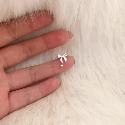 RSRDDY Old Phoenix 9999 sterling silver bow tie earrings for women, design sense stars for sleeping, no need to remove earrings, ear piercing earrings, bow star earrings