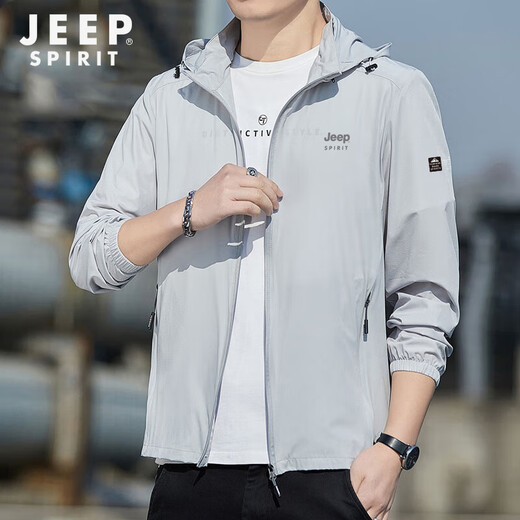 Jeep Spirit Jeep Sonnenschutzkleidung Herren Sommereis Seiden UV Anti-dünn atmungsaktiv