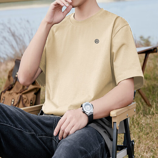Avec du coton pur pur t-shirt à manches courtes pour hommes Ins Summer T-shirt blanc polyvalent de style Hong Kong Couples de haut à manches, de coton pur blanc Shirts à manches courtes - 1365 s [suggéré 90-115jin [Jin est égal à 0,5 kg]]]