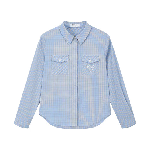 ELLE KIDS children's clothing plaid long-sleeved versatile shirt for girls autumn new French classic high-intelligence top blue plaid 160 (S)