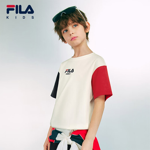 
FILA [Set] Fila Children's Short Sleeve T-Shirt Shorts 2025 Autumn New Casual Two-Piece Set Yunmu White-WT 150