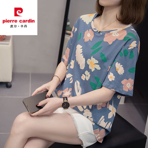 Pier Cardin 2025 Sommer Neues T-Shirt mit Kurzärärmel-Kurzarm-Baumwoll für koreanische Frauen im koreanischen Stil, schlanker und vielseitiger lässiger Fett MM Bauchabdeckung Top 9901 Grau M [ca. 80-95]