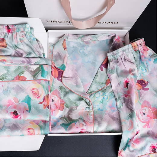 Da Vinci Mot de passe Pyjamas pour les femmes en été 2025 Nouveau ensemble de trois pièces minces d'été confortable à porter à l'extérieur et donnez à votre petite amie Luoshen Rose L
