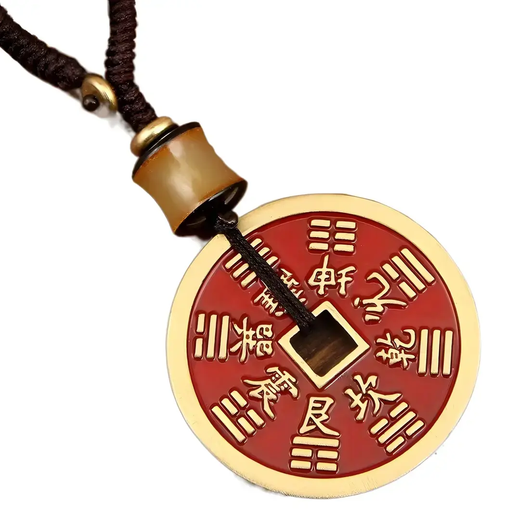 Mountain Ghost Money Coin Keychain Pendant Jewelry Rope Red Oil Square Hole Pendant Pendant Chain Hanging Decoration Old Brass 3.7cm Mountain Ghost Money